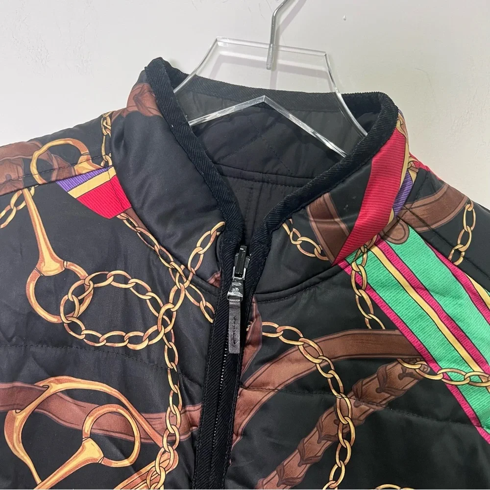 Ralph Lauren Crest-Patch Diamond-Quilted Vest Black Reversible Equestrian Sz L - Picture 3 of 10